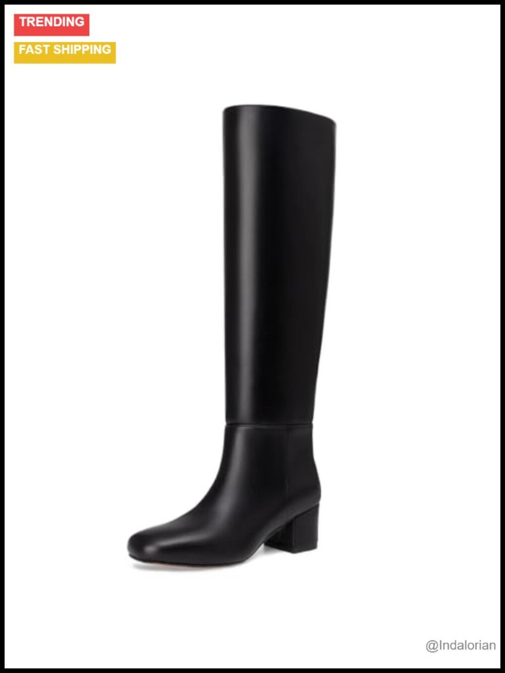 Knee High Boots Women Chunky Low Heel Square Toe Tall Fall Faux Leather Pull On